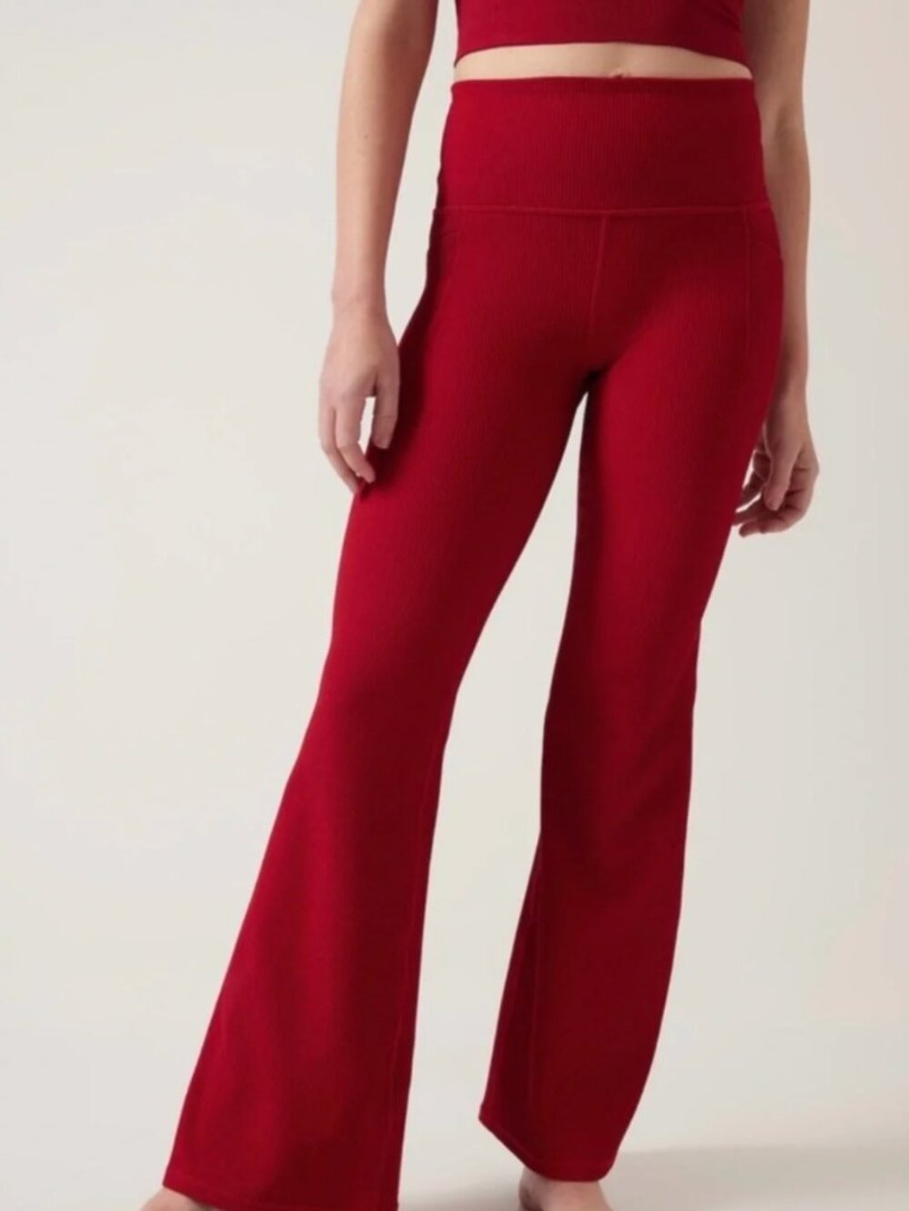 Athleta Salutation Stash Rib Flare Pants Red Size S Small